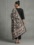 Varanga Women Solid Black V Neck Straight Kurta Set With Printed Dupatta