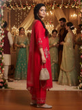 Varanga Women Floral Heavy Thread Embroidered Schffili Hem Kurta With Trouser & Dupatta