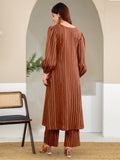 Varanga Women Brown Lurex A- Line Kurta With Trousers