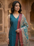 Effortless Teal Radiance Kurta Set With Dupatta