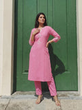 Elegant Pink Embroidered Kurta Set Crafted For Timeless Everyday Charm.