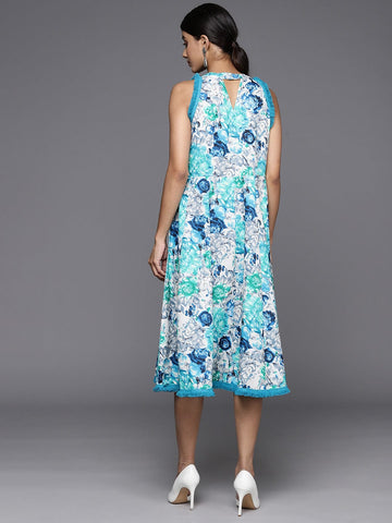 Varanga Women Printed Halter Neck Knee Length Dress With Tassel Details