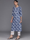 KSUT Blue Women Floral Printed Straight Kurta