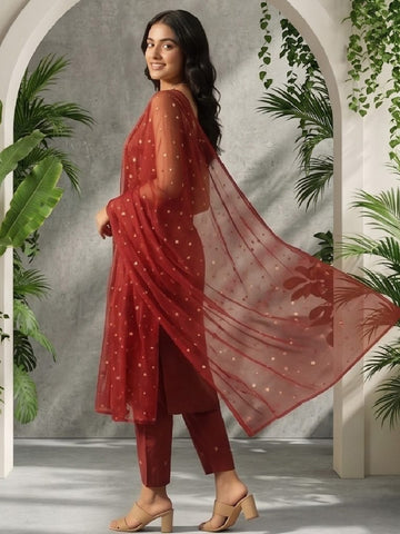 All Over Embroidered Halter Neck Kurta Set With Dupatta 33464