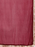 Varanga Women Maroon Round Neck, Spaghetti Strap Style Straight Kurta Paired With Tonal Bottom And Dupatta