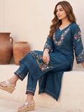 Varanga Women Floral Heavy Thread Embroidered Schffili Hem Kurta With Trouser & Dupatta