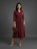 Varanga Maroon Colored Women Summer Dress