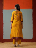 Mustard Yellow Floral Kurta with Trousers