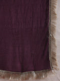 Violet Embroidered Straight Kurta Paired With Tonal Bottom And Dupatta With Four Side Fringes