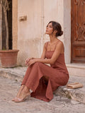 Varanga Brown Colored Women Summer Dress
