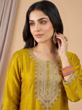 Kurta With Intricate Zari-Embroidered Yoke With Trousers And Zari-Accented Dupatta