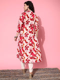 Varanga Women Pink And Maroon Abstract Printed Cotton Kurta
