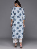 Varanga Women Blue Floral Printed Straight Kurta