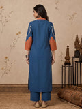 Blue Kurta Set With Vibrant Contrast Detailing