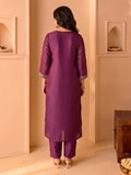 Purple Embroidered Kurta Set With Dupatta