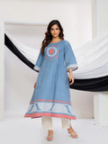 Modern Geometric-Border Kurta with Linear Striped Dupatta