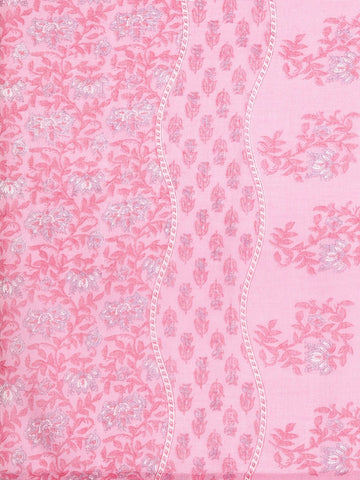 Varanga Women Pink Floral Printed Kurta Paired With Bottom & Dupatta