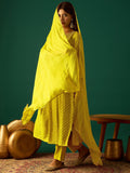 Bandhani-Printed Anarkali With Zari-Embroidered Yoke, Paired With Solid Trousers And Dupatta