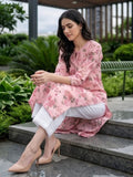 Varanga Women Grey Floral Printed Wit V-Neck And Three Quater Sleeve Straight Kurta