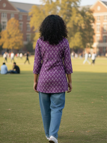 Varanga Soft Purple Buti Print Tunic