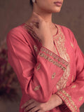 Salmon Pink Zardosi Embroidered Silk Suit Set