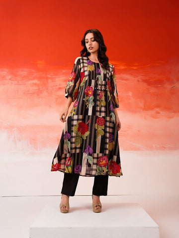 Multi-Floral A-Line Kurta Set