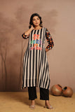 Monochrome Striped Fusion Kurta