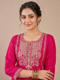 Kurta Adorned With Thread Embroidery, Teamed With Trousers And Paired With Dupatta Featuring Lace Detailing