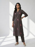 Bird of Grace Embroidered Charcoal Kurta Set