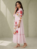 Blush Pink Floral Embroidered Alia Cut Dress
