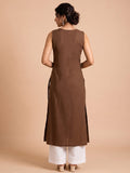 Sleeveless Brown Linen Kurta