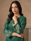 Green Embroidered Bell Sleeve Kurta Set With Straight Pants