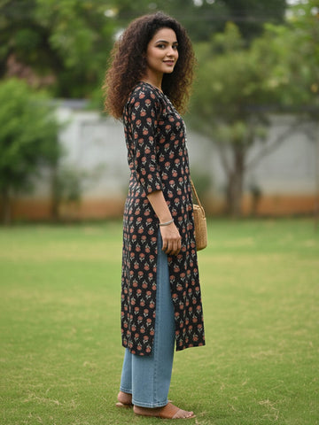 Varanga Mint Ditsy Floral Lace kurta set