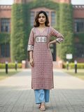 Varanga Rose & Ivory pure cotton Block Kurti