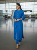 Blue Kurta Set with Embroidery