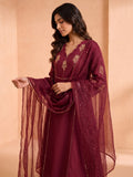 Noor Maroon Embroidered Kurta & Trouser