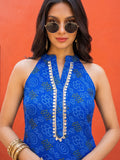 Blue Bandhani Print Fusion Top