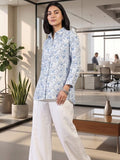 White Coloured Slim Collar Long Sleeves Floral Shirt