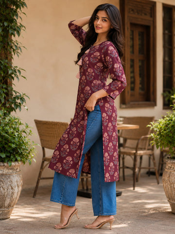 Mulberry Meadow Tassel Kurti Women's Kurta