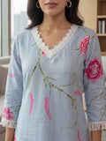 Women Floral Printed Straight Kurta With Lace Detail