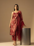 All Over Embroidered Halter Neck Kurta Set With Dupatta