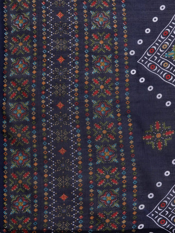 Varanga Women Blue Printed Embroidered Kurta With Bottom And Dupatta