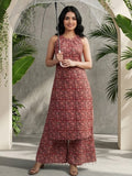 Rust Block-Style Print Kurta with Palazzo Pants
