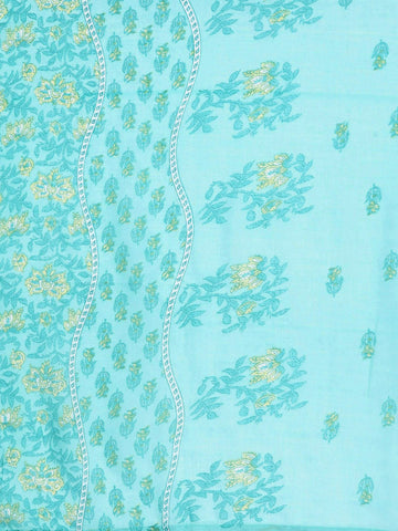 Varanga Women Blue Floral Kurta Paired With Bottom & Dupatta