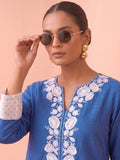 Indigo Blue Embroidered Kurta With Straight Trousers Set