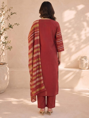 Varanga Women placement gota work Kurta with Trousers & With Dupatta
