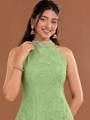 Varanga Women Ethnic Motifs Embroidered Regular Sequinned Kurta with Sharara & With Dupatta