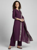 Varanga Women Zari Couching Detailed Kurta with Trouser & Dupatta