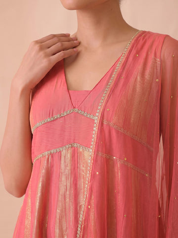 Desert Rose Flared Slit Women's Kurta Set With Dupatta
