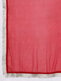 Varanga Women Red Embroidered A- Line Kurta With Bottom And Dupatta
